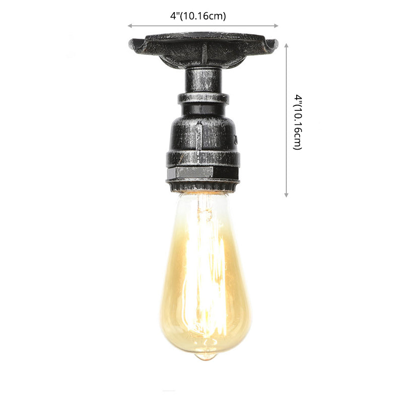 3.9 Inches Wide Old Metal Ceiling Light Creative Water Pipe Retro Lighting Fixture for Coffee Shop