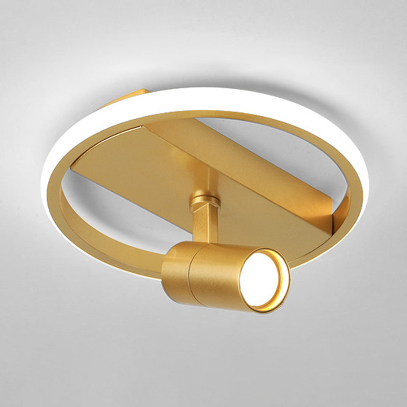 Gold 1-Light LED Semi Flush Ceiling Fixture in Modern Minimalist Style Acrylic Indoor Flush Mount