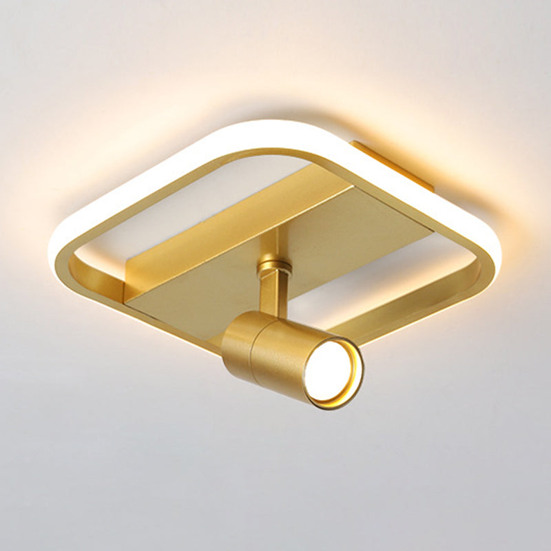 Gold 1-Light LED Semi Flush Ceiling Fixture in Modern Minimalist Style Acrylic Indoor Flush Mount