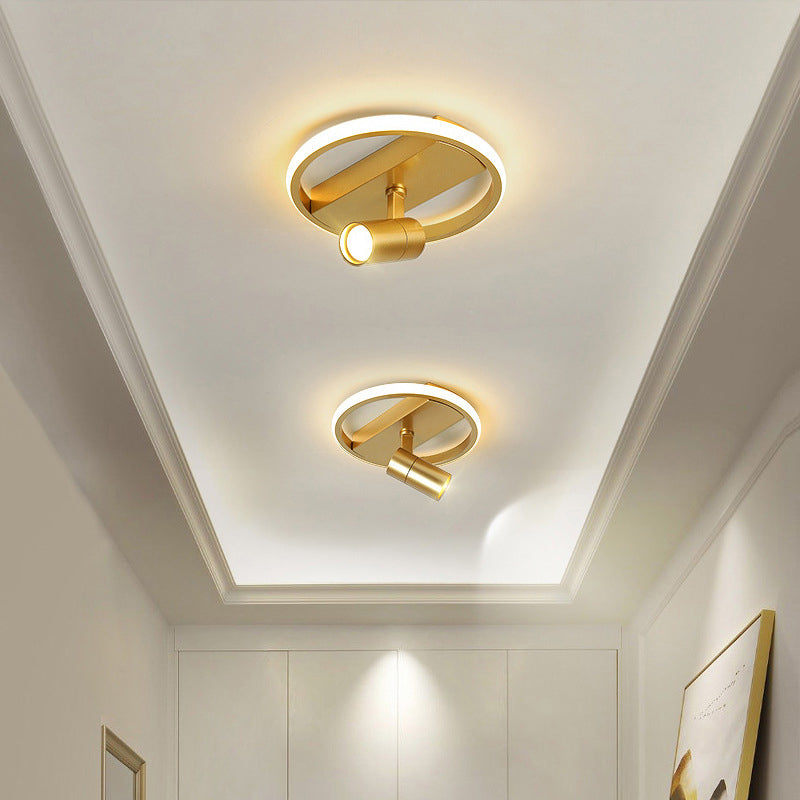 Gouden 1-licht LED Semi Flush plafond armatuur in moderne minimalistische stijl Acryl Indoor Flush Mount