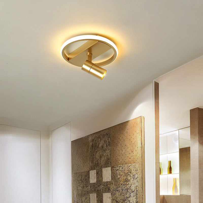 Gold 1-Light LED Semi Flush Ceiling Fixture in Modern Minimalist Style Acrylic Indoor Flush Mount