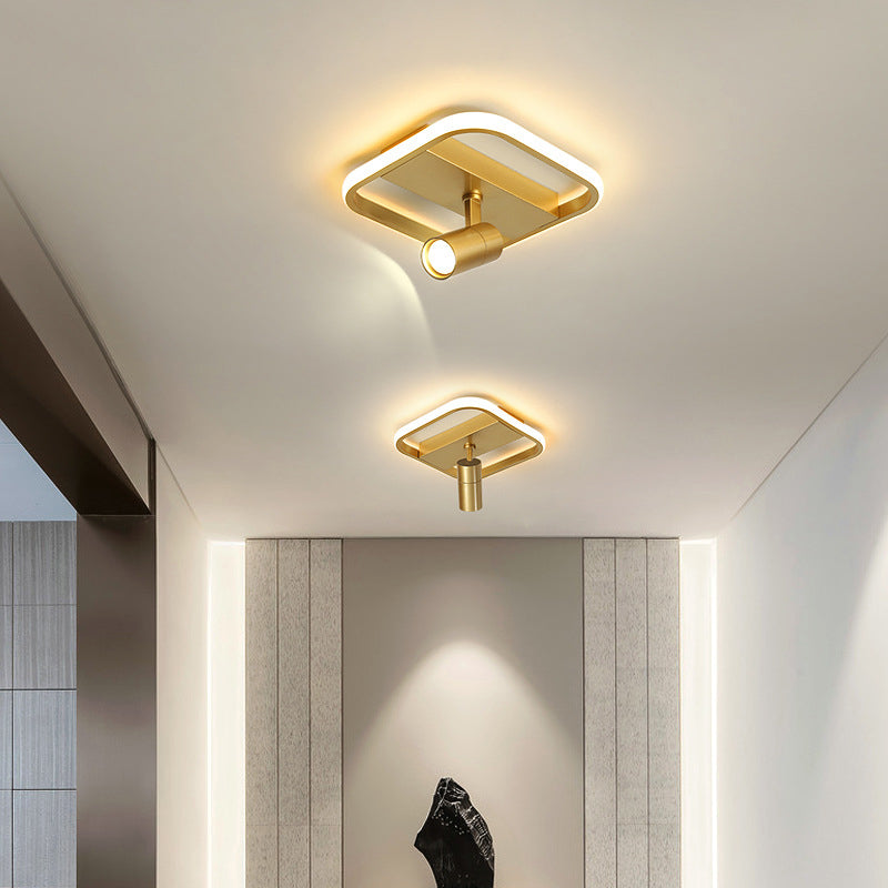 Gold 1-Light LED Semi Flush Ceiling Fixture in Modern Minimalist Style Acrylic Indoor Flush Mount