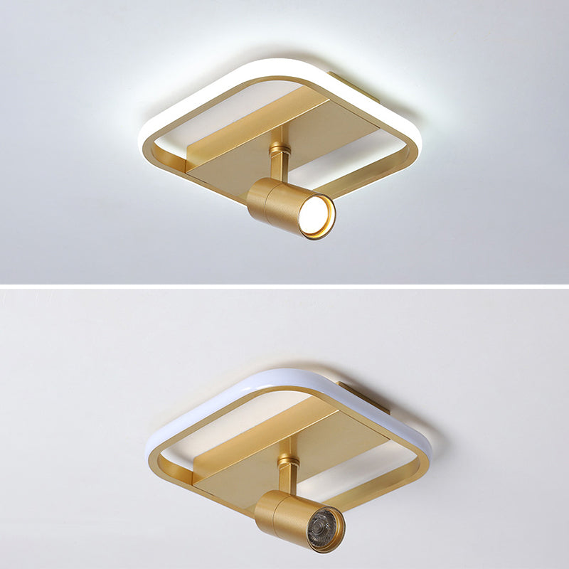 Gold 1-Light LED Semi Flush Ceiling Fixture in Modern Minimalist Style Acrylic Indoor Flush Mount