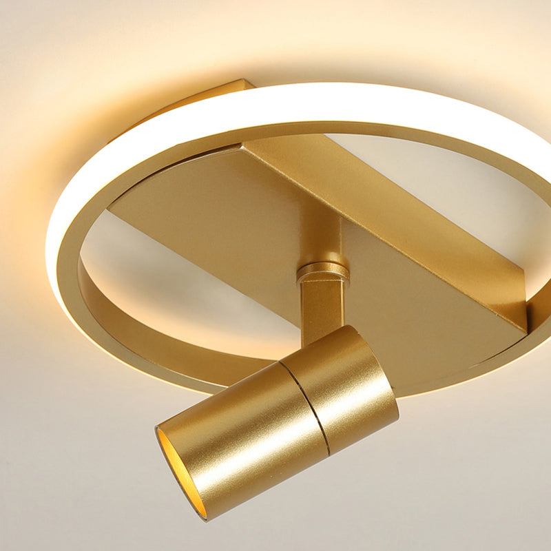 Gouden 1-licht LED Semi Flush plafond armatuur in moderne minimalistische stijl Acryl Indoor Flush Mount