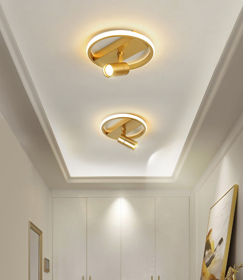 Gold 1-Light LED Semi Flush Ceiling Fixture in Modern Minimalist Style Acrylic Indoor Flush Mount