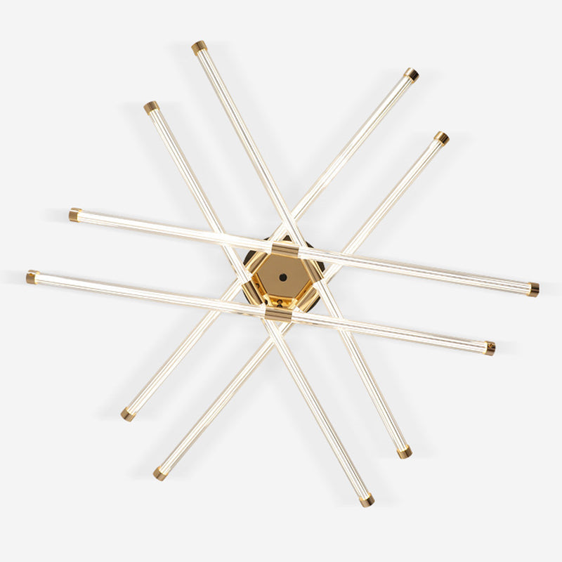 Black and Gold Sputnik Semi Flush Mount in Modern Simplicity Metal Indoor Flush Mount with Acrylic Tube