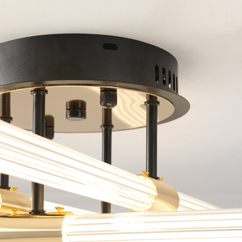 Schwarz -Gold -Sputnik Semi Flush Mount in modern