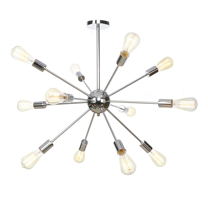 Burst-shaped Satellite Metal Chandelier Industrial Style Multi-light Suspension Lighting Fixture for Bedroom Living Room