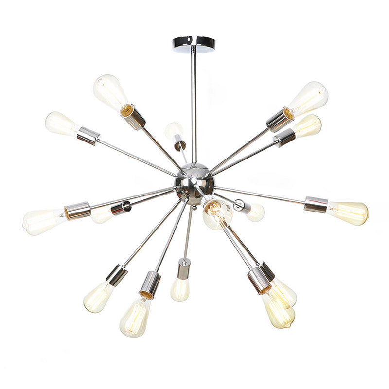 Burst-shaped Satellite Metal Chandelier Industrial Style Multi-light Suspension Lighting Fixture for Bedroom Living Room