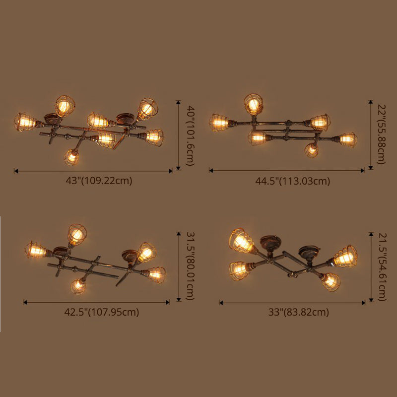 Tubo a vapore intrecciato semifulto semifulgola lampada in metallo luci a soffitto semifulto per sala da pranzo