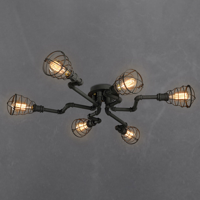 Twisted Pipe Dining Room Semi Flush Mount Light Fixture Industrial Metal Semi Flush plafondlampen