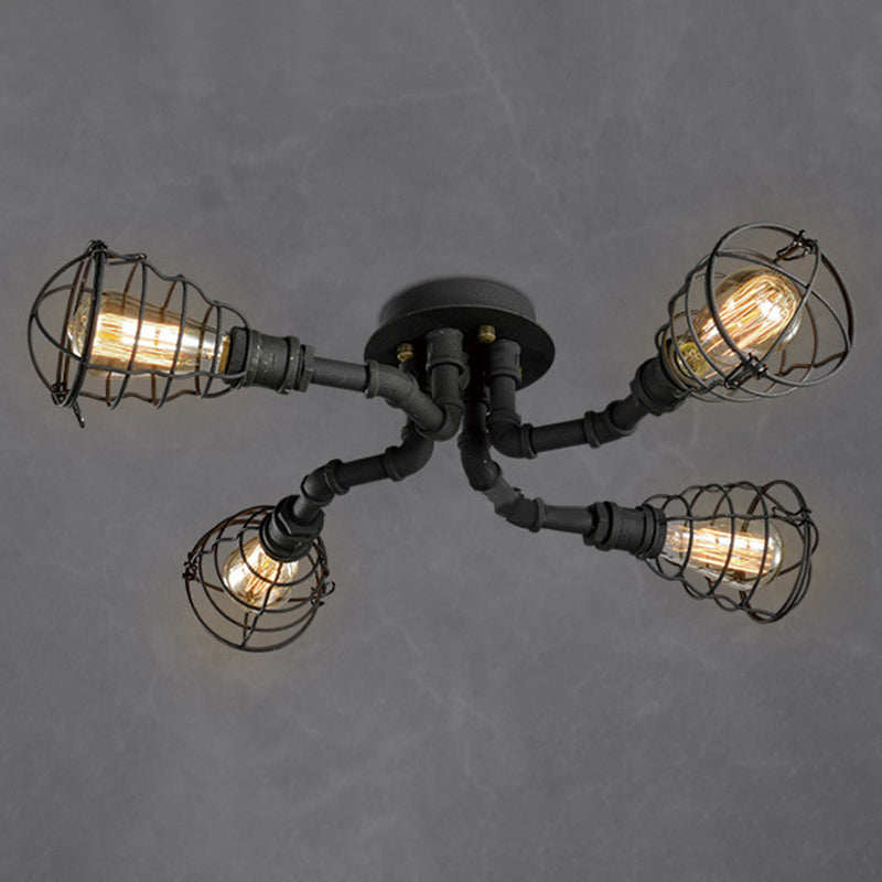 Twisted Pipe Dining Room Semi Flush Mount Light Fixture Industrial Metal Semi Flush plafondlampen