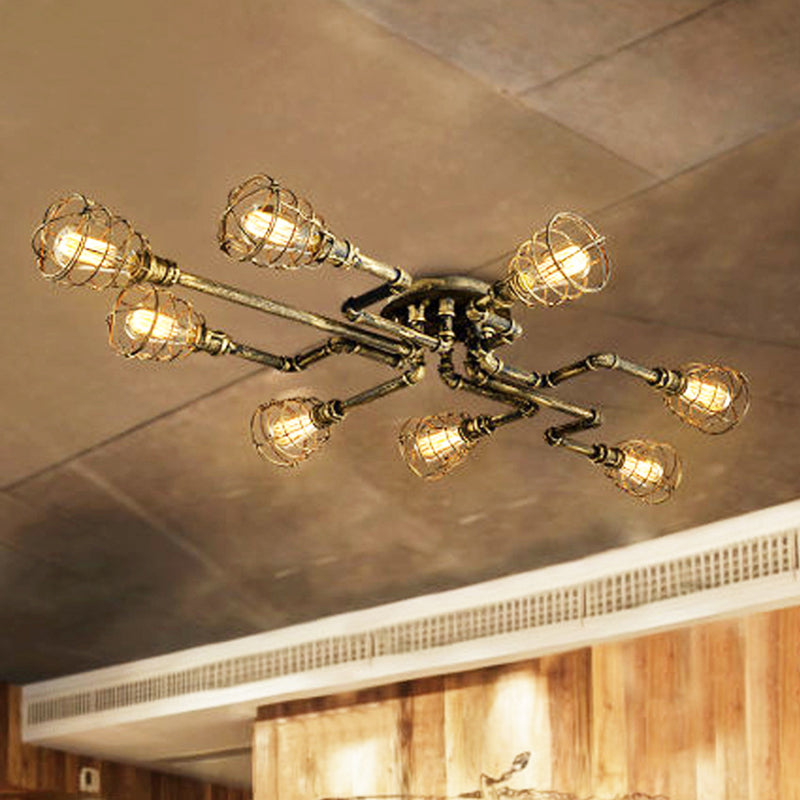 Twisted Pipe Dining Room Semi Flush Mount Light Fixture Industrial Metal Semi Flush plafondlampen