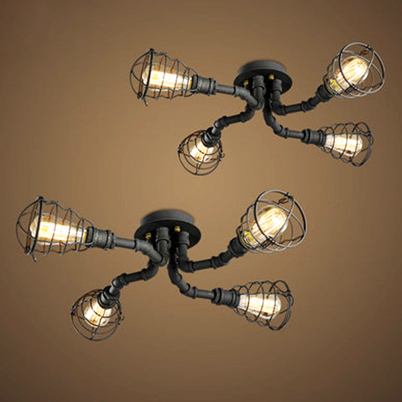 Twisted Pipe Dining Room Semi Flush Mount Light Fixture Industrial Metal Semi Flush plafondlampen