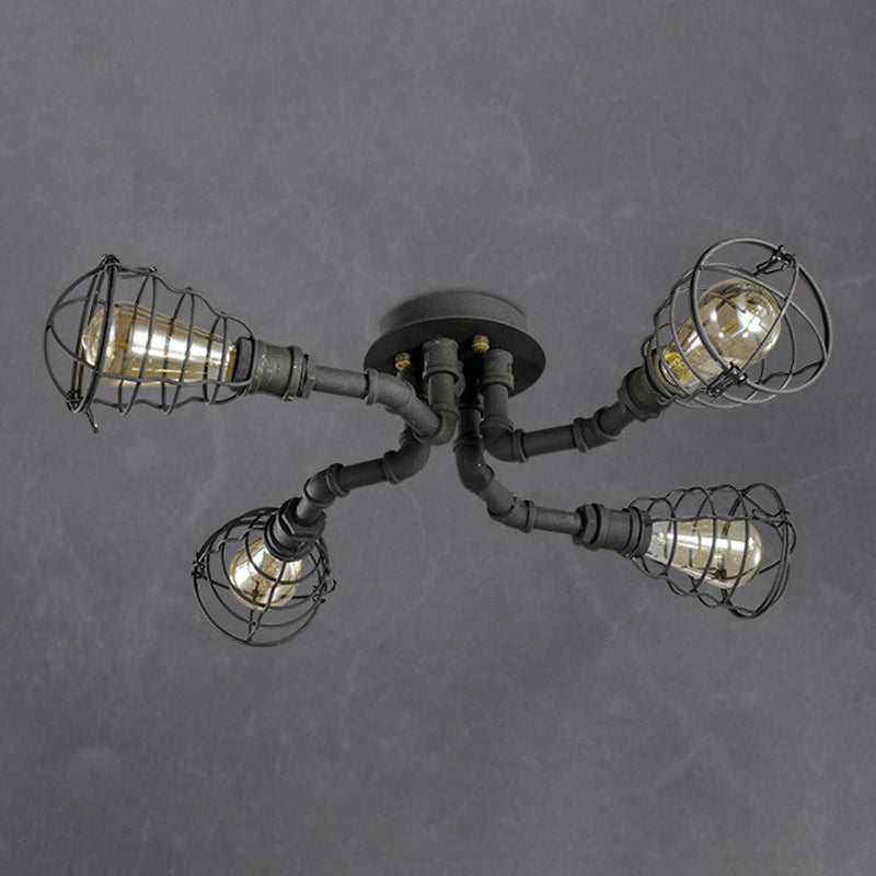 Twisted Pipe Dining Room Semi Flush Mount Light Fixture Industrial Metal Semi Flush plafondlampen