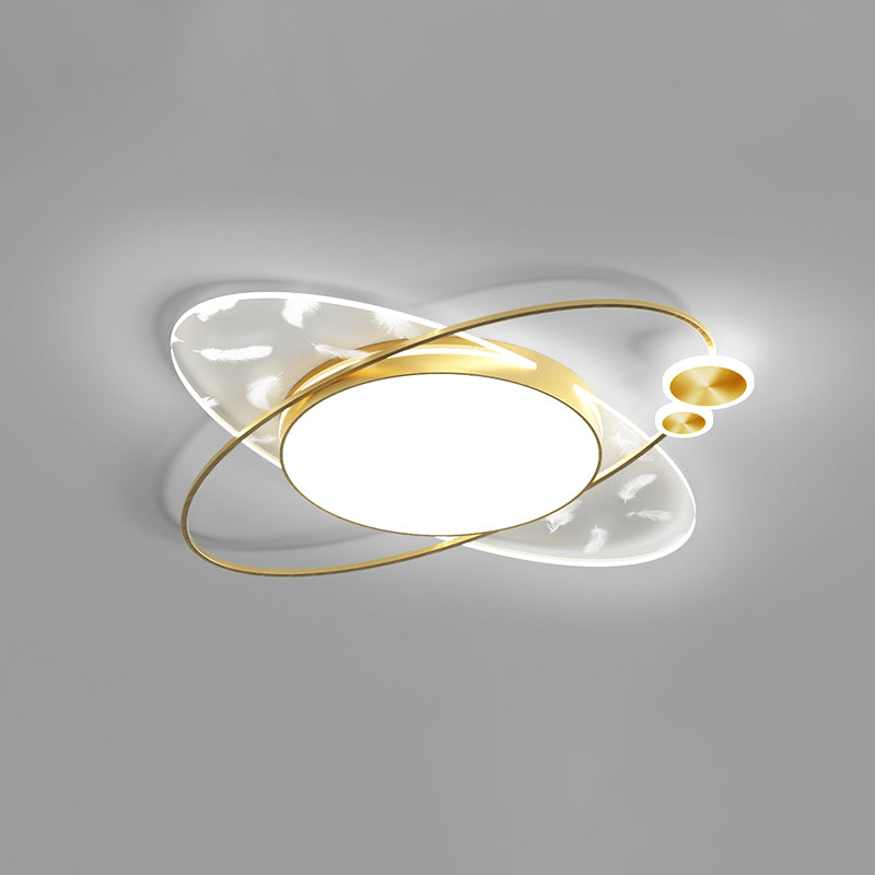 Circular Acrylic Feather LED Ceiling Light in Modern Concise Style Lacquered Flush Mount for Bedroom