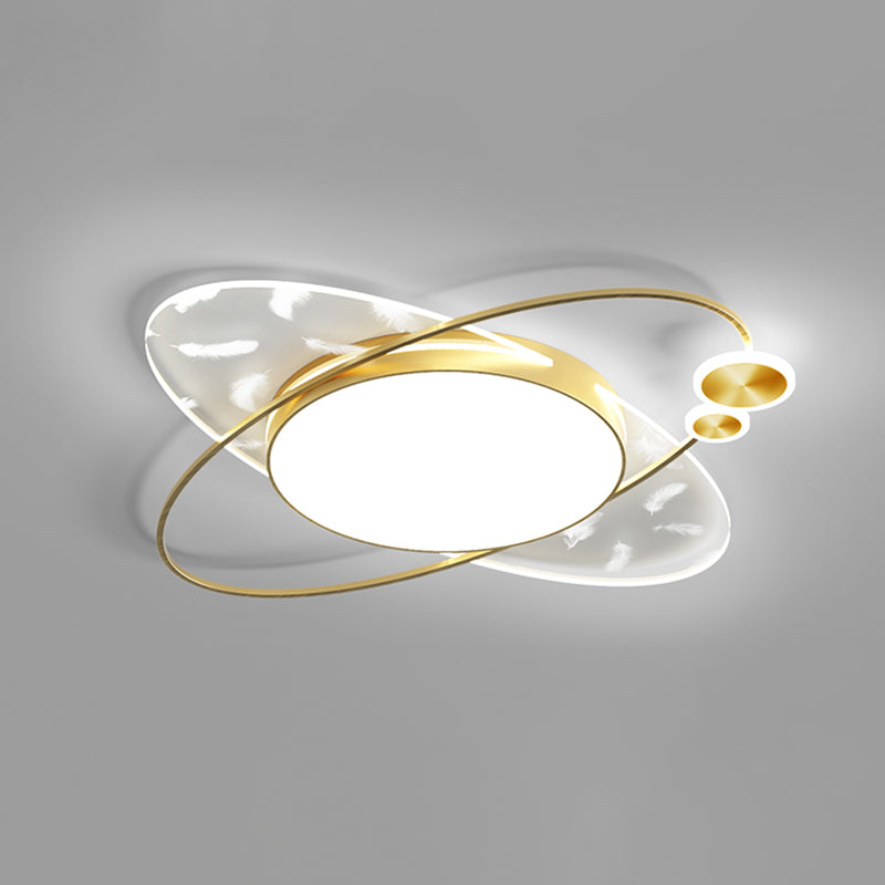 Circular Acrylic Feather LED Ceiling Light in Modern Concise Style Lacquered Flush Mount for Bedroom