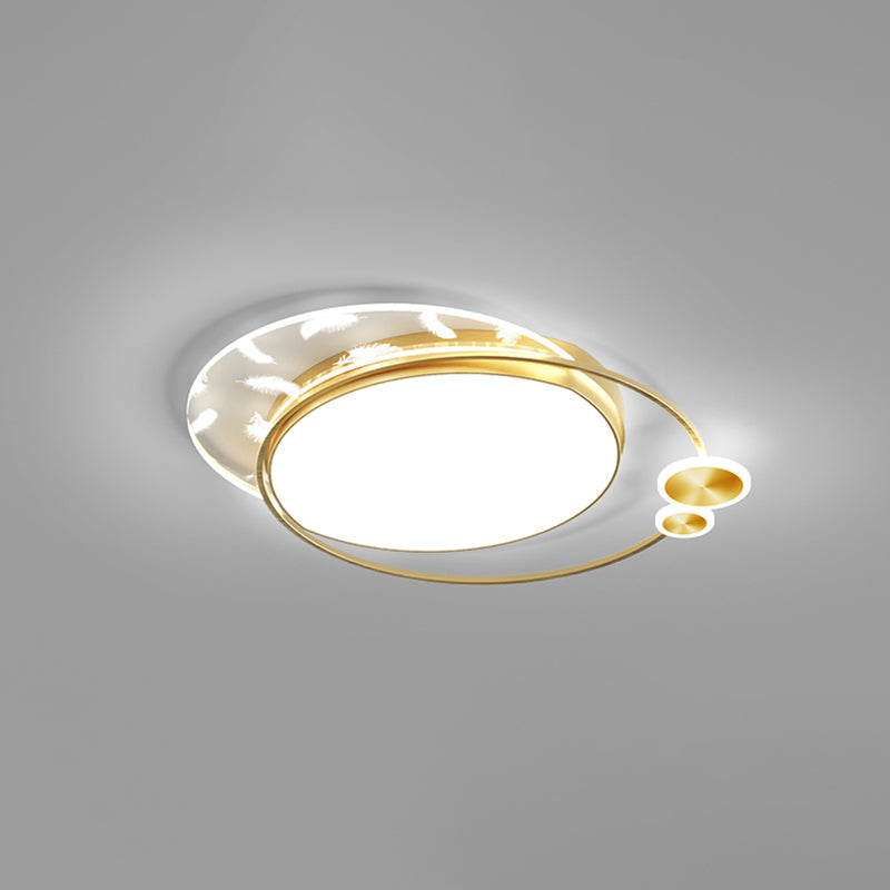 Circular Acrylic Feather LED Ceiling Light in Modern Concise Style Lacquered Flush Mount for Bedroom