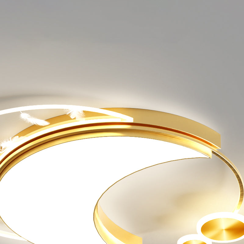 Circular Acrylic Feather LED Ceiling Light in Modern Concise Style Lacquered Flush Mount for Bedroom