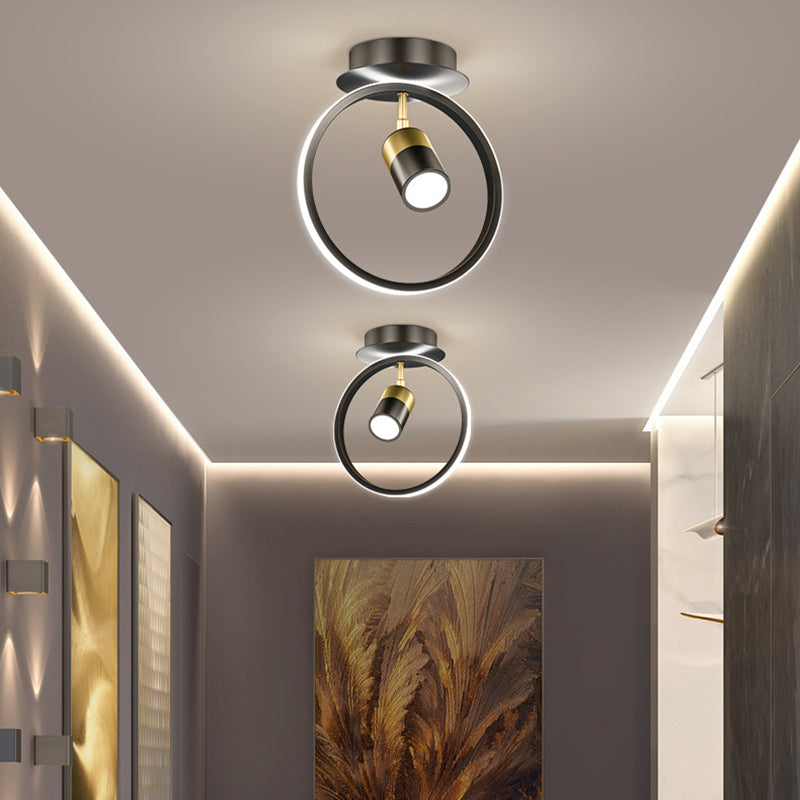 Creative Flush Mount Light Ringed Led Track Lighting Black Coffee Shop Light Room Light