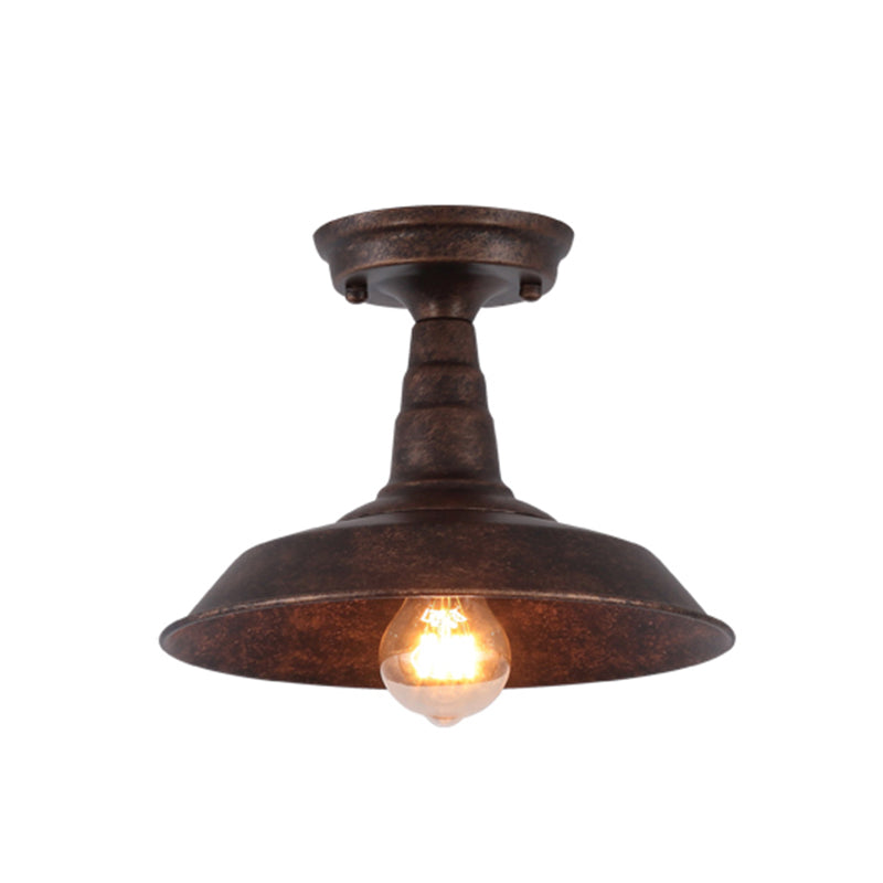 1 Light Metal Semi Flush Mount Light Fixture Industrial Barn Veranda Semi Flush Ceiling Light