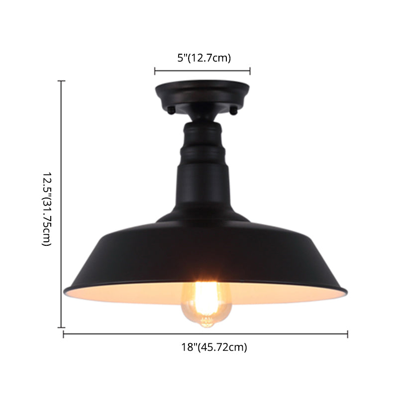 1 luce in metallo semifulto lampada a montaggio industriale veranda semifullo illuminazione a soffitto