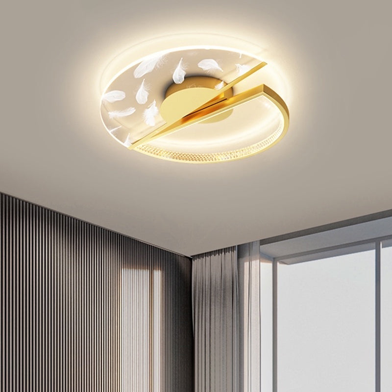 Stagger Feather LED Ceiling Light in Modern Simplicity Acrylic Semi Flush Mount for Living Room