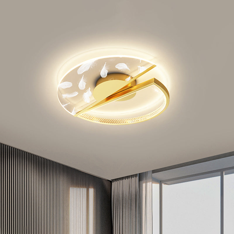 Stagger Feather LED Ceiling Light in Modern Simplicity Acrylic Semi Flush Mount for Living Room