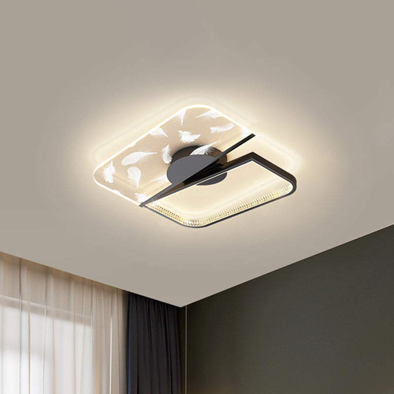 Stagger Feather LED Ceiling Light in Modern Simplicity Acrylic Semi Flush Mount for Living Room