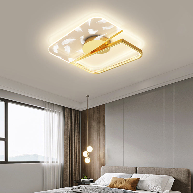 Staffelende Feder -LED -Deckenlicht in der modernen Einfachheit Acryl halb Flush Mount für Wohnzimmer