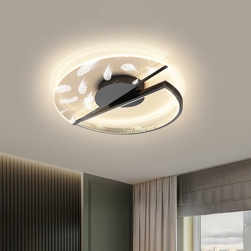 Luz de techo LED de plumas escalonadas en simplicidad moderna Acrílico Semi Flush Monte para sala de estar