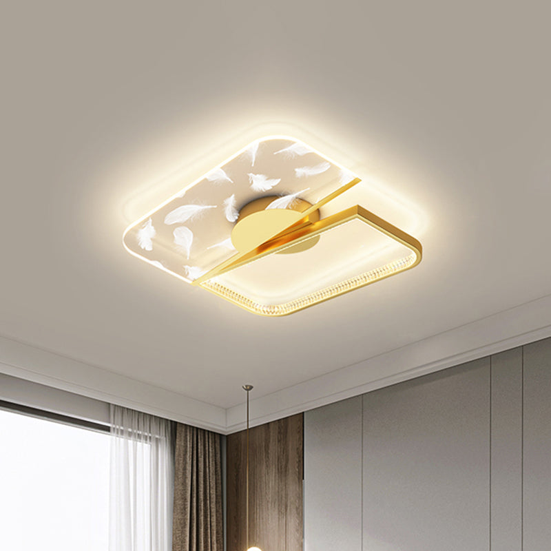 Stagger Feather LED Ceiling Light in Modern Simplicity Acrylic Semi Flush Mount for Living Room