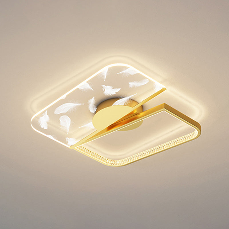 Sfaldare la luce del soffitto a led con piuma nella moderna semplicità acrilica semi -filo per soggiorno