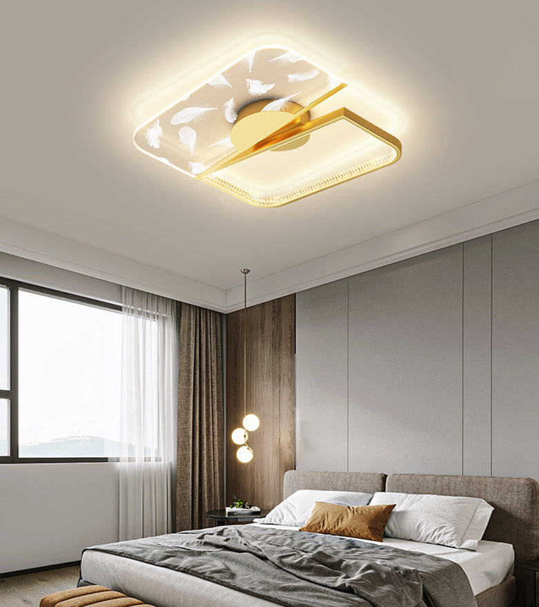 Staffelende Feder -LED -Deckenlicht in der modernen Einfachheit Acryl halb Flush Mount für Wohnzimmer