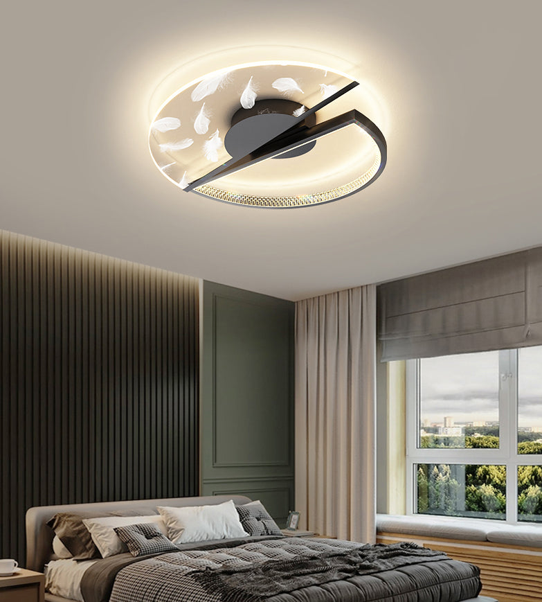 Luz de techo LED de plumas escalonadas en simplicidad moderna Acrílico Semi Flush Monte para sala de estar