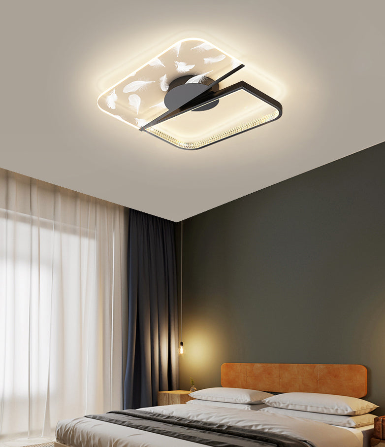 Staffelende Feder -LED -Deckenlicht in der modernen Einfachheit Acryl halb Flush Mount für Wohnzimmer