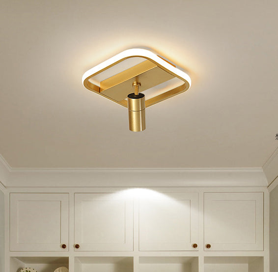 Gold 1-Light LED Semi Flush Ceiling Fixture in Modern Minimalist Style Acrylic Indoor Flush Mount