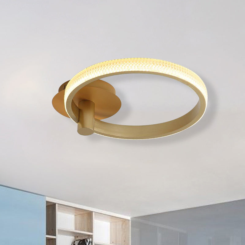 Minimalistisch LED -plafondring Licht 18 "/22" W Acryl Gouden Slaapkamer Semi -spoelmontage Lamp in Warm/Wit/Natuurlijk licht