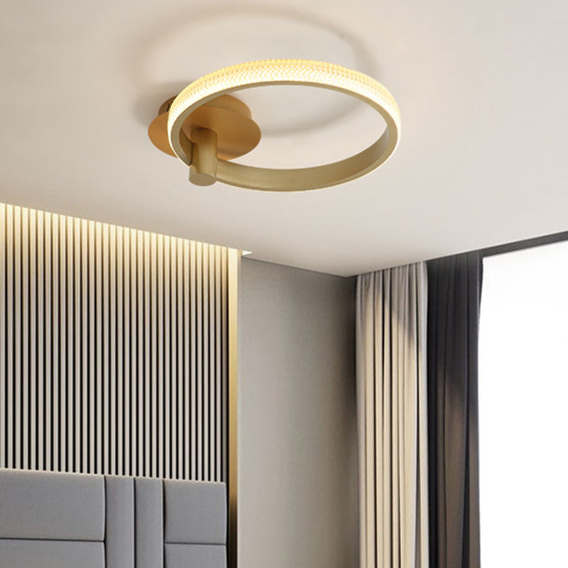 Bonne de plafond LED minimaliste de 18 "/ 22" W acrylique Gold Bedroom Semi Flush Mount LAMPE DANS