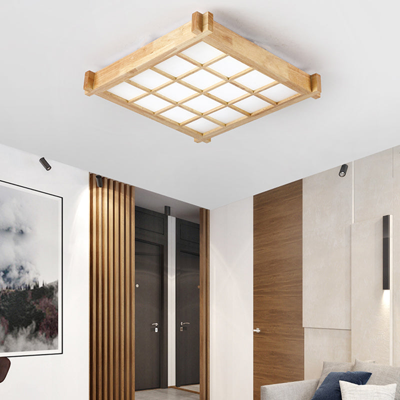 Illuminazione a incasso a soffitto a scacchiera da 16,5"/20,5" W, contemporanea, in legno naturale, a LED, con luce calda/bianca