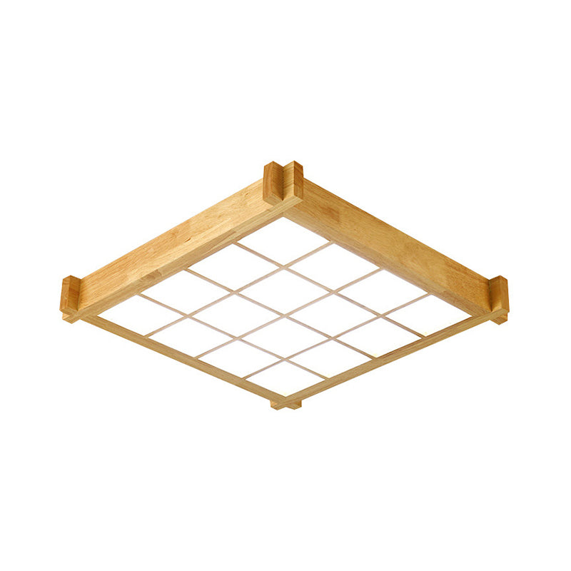 16.5"/20.5" W Chessboard Ceiling Flush Mount Contemporary Natural Wood LED Flush Lighting in Warm/White Light