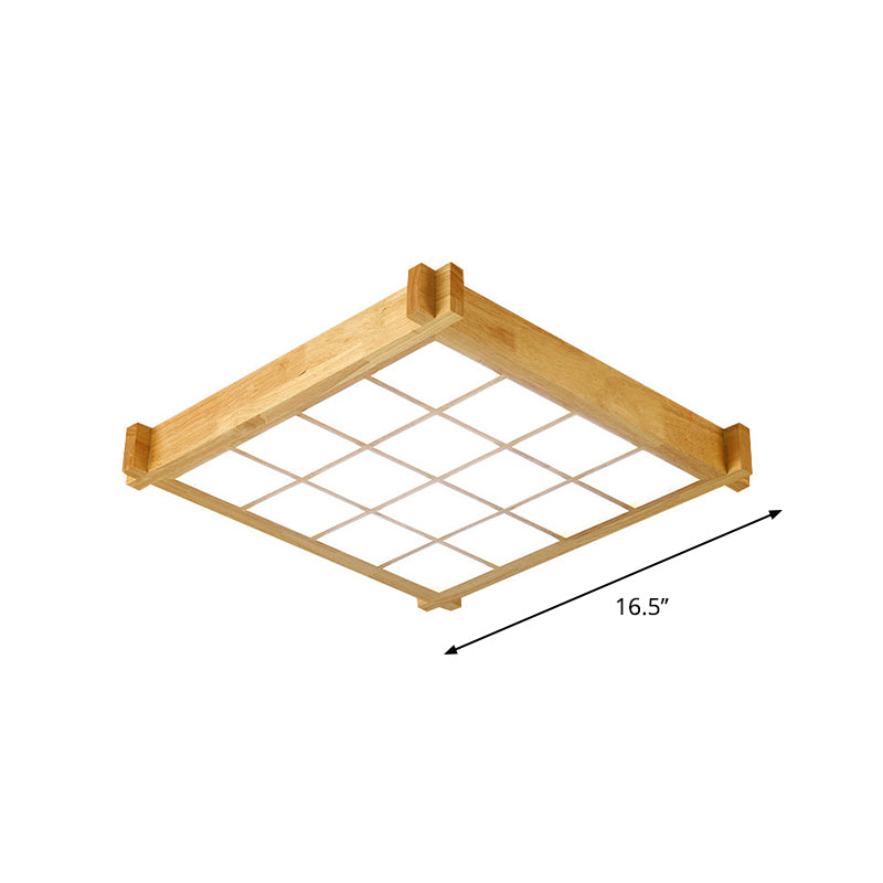 16,5"/20,5" W Schachbrett-Deckeneinbauleuchte, moderne LED-Einbauleuchte aus Naturholz in warmem/weißem Licht