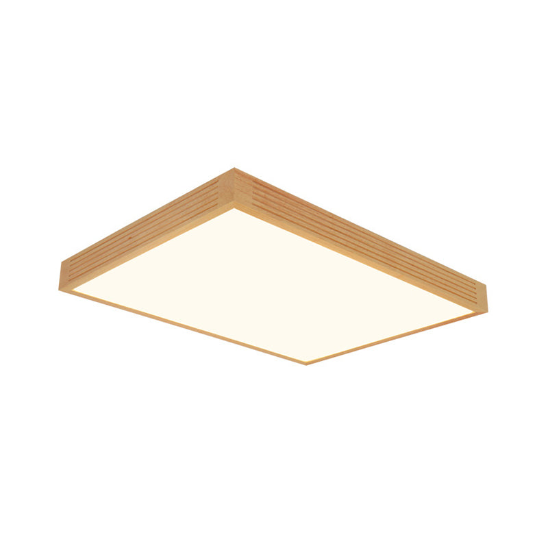 Rectangle Ceiling Flush Light Modernity Wooden LED Living Room Flushmount in Warm/White Light