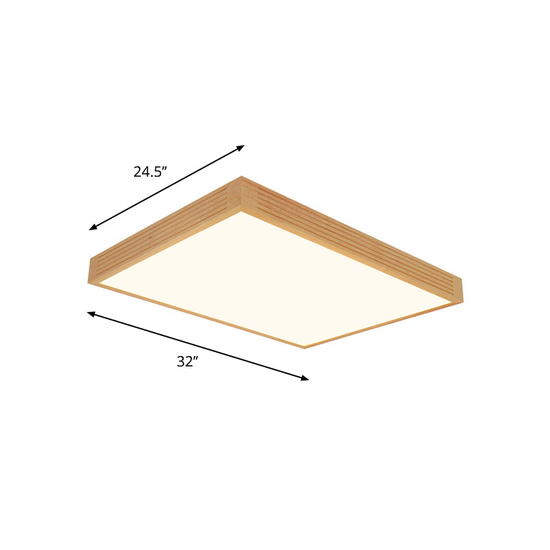 Rectangle Ceiling Flush Light Modernity Wooden LED Living Room Flushmount in Warm/White Light