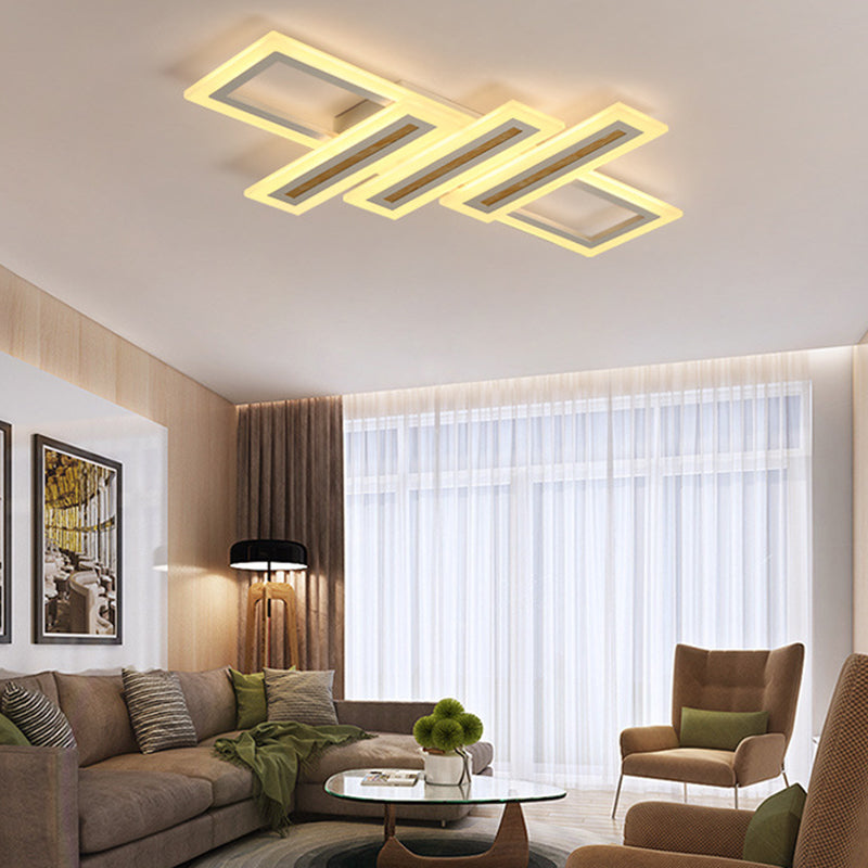 Rettangolo luce a incasso contemporaneo Acrilico LED bianco lampada a soffitto in caldo/interno caldo esterno bianco/bianco luce, 23.5 "/31.5 "/39" Wide