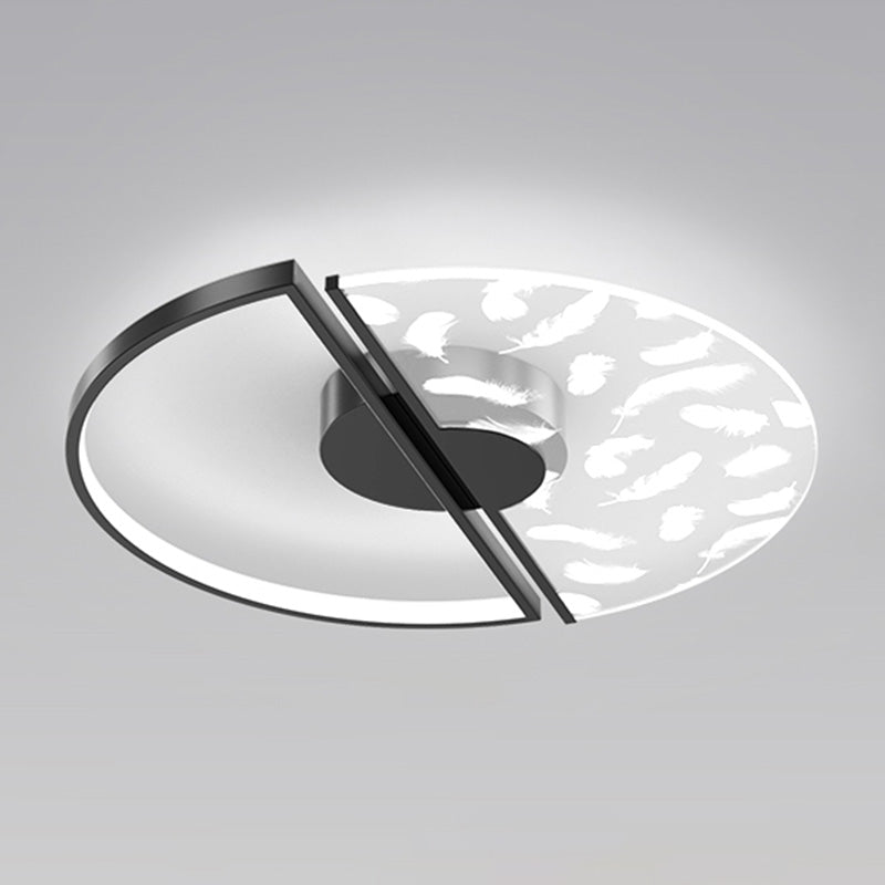 Circular Lacquered LED Flush Mount in Modern Concise Style Feather Acrylic Ceiling Fixture for Living Room