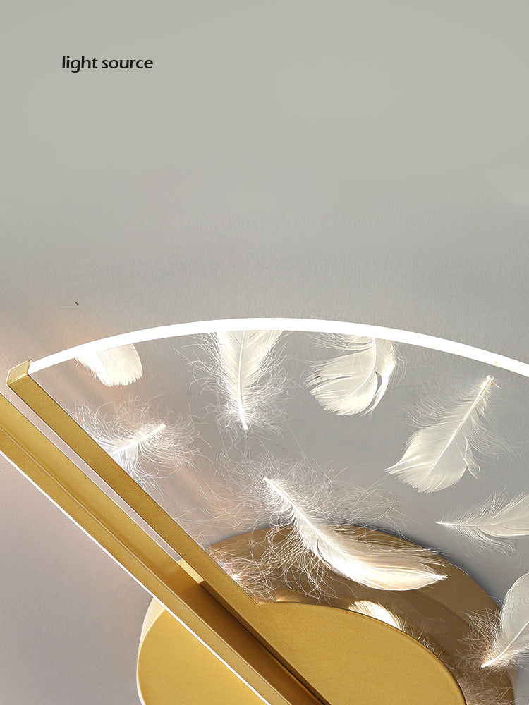 Circular Lacquered LED Flush Mount in Modern Concise Style Feather Acrylic Ceiling Fixture for Living Room