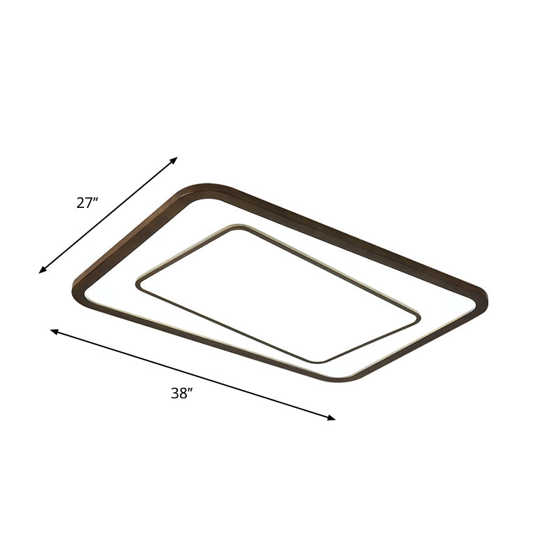 Duale rechteckige Wohnzimmer-Flush-Light-Naturholz-moderne LED-Deckenleuchte in Braun, warm/weiß/natürliches Licht