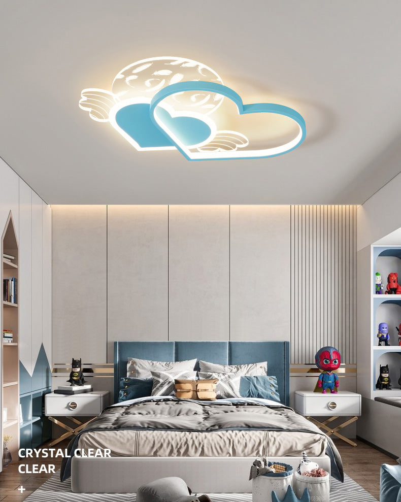 Cordiform Feather LED Semi Flush Mount dans le plafond acrylique de style romantique moderne pour chambre à coucher