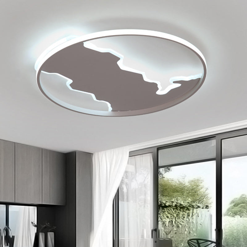 Lámpara empotrada circular de estilo simple, lámpara LED de acrílico para dormitorio, montada en el techo, en blanco, 16,5 "/20,5" de ancho